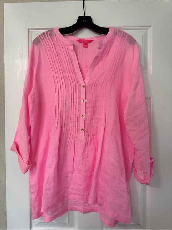 Lilly Pulitzer Tops - Lilly Pulitzer Pink Women's Pintuck Tunic Top Size XL